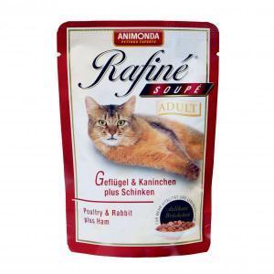 Animonda Rafine Soupe Adult консервы для кошек из мяса домашней птицы, кролика и ветчины 100 г х 24 шт