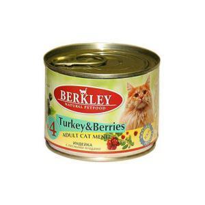 Berkley #4 Turkey with Forest Berries for Adult Cat консервы для кошек с индейкой и ягодами 200 г (6 штук)