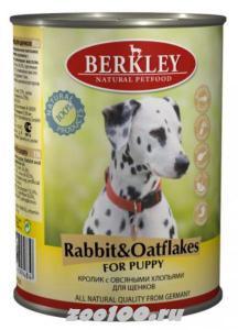 Berkley консервы для щенков Кролик с овсяными хлопьями 400г