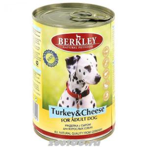 Berkley консервы для взрослых собак Индейка с сыром 400г
