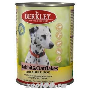 Berkley консервы для взрослых собак Кролик с овсяными хлопьями 400г