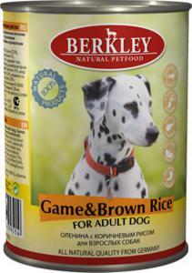Berkley консервы для взрослых собак Оленина и коричневый рис 400г