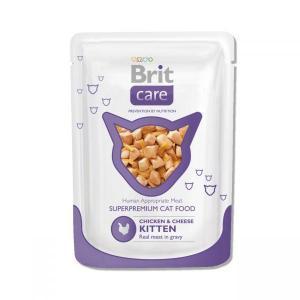 Brit Care Cat Pouches Chicken &amp; Cheese Kitten консервы для котят с курицей и сыром 80 г (24 штуки)