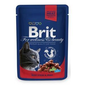 Brit кусочки с рагу из говядины и горошком для кошек 100 г (24 штуки)