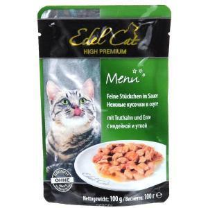 Edel Cat консервы для кошек с индейкой и уткой 100 г (20 штук)