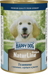 Happy Dog консервы для щенков с телятиной, печенью, сердцем, рисом 400г