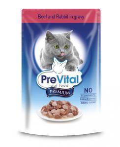 PreVital classic влажный корм для кошек Говядина с кроликом в соусе 100г*24шт