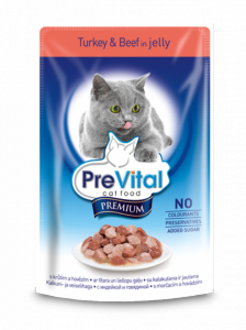 PreVital classic влажный корм для кошек Индейка с говядиной в желе 100г*24шт