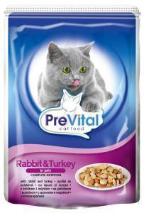 PreVital classic влажный корм для кошек Кролик с индейкой в желе 100г*24шт