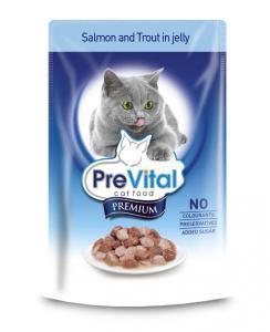 PreVital classic влажный корм для кошек Лосось с форелью в желе 100г*24шт