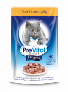 PreVital classic влажный корм для кошек Утка с ягненком в желе 100г*24шт